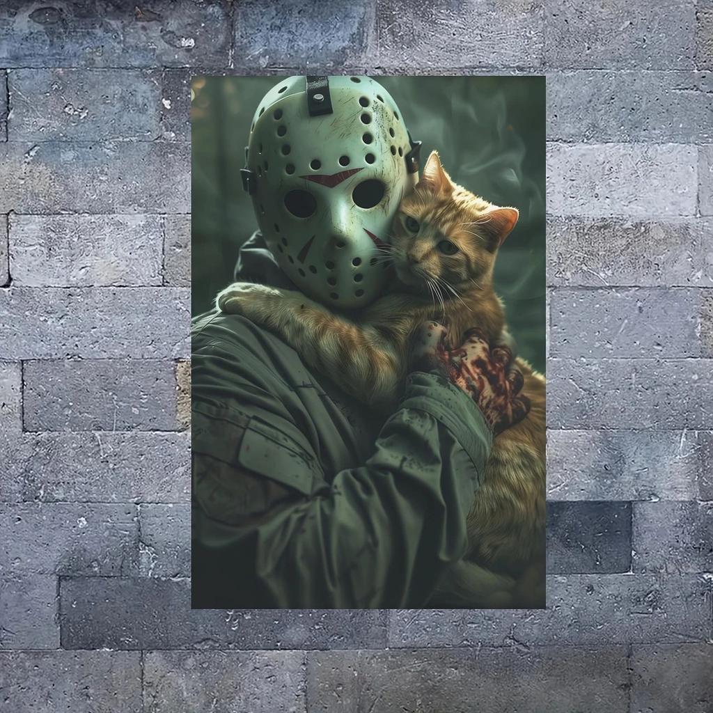 Canvas Painting Jason Mask Halloween Costume Anime Horror Freddy Vs. Jason Theme Film and Television Role-playing Mask for Living Room Decoration