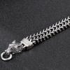 Men's Double Wolf Head Bracelet Man Vintage 12MM Width 316l Stainless Steel Punk Chain Gothic Animal Jewelry Accessory for Men