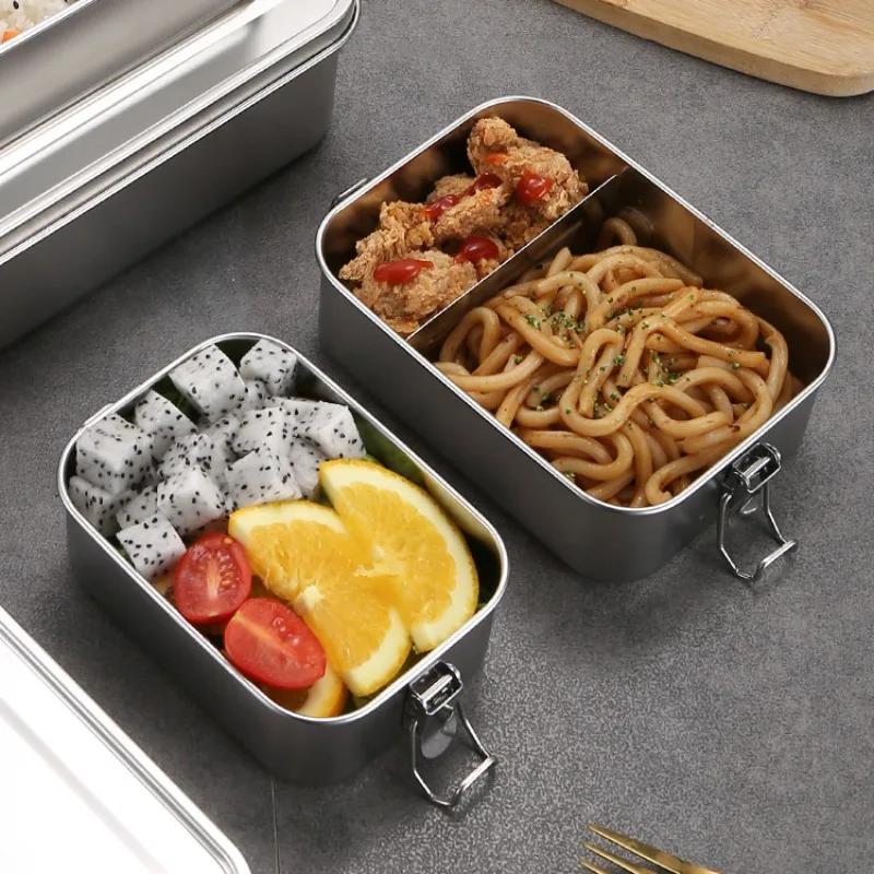 Stainless Steel Bento Box Metal Lunch Box Food Storage Containers with Lockable Clips Lunch Snack Boxes for Work,School