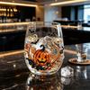 Geister Whiskey Glas Halloween Glas, Schwarze Katze Spinnennetz Totenkopf Becher für Langlebige Kaffeetasse Cocktail, 350ml Gruselige Trinkware Hausbar, Festlich