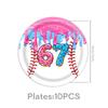 Ice Cream Baseball Girl Birthday Party Tableware Set - Plates, Cups, Flags, Tablecloth, Decorations