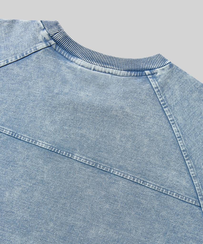 Beodeonteu Knit Denim Washed Sweatshirt [Light Blue]