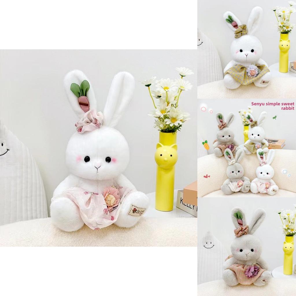Bunny Plush Toy With Pink Dress Soft Rabbit Stuffed Animal For Kids Gift