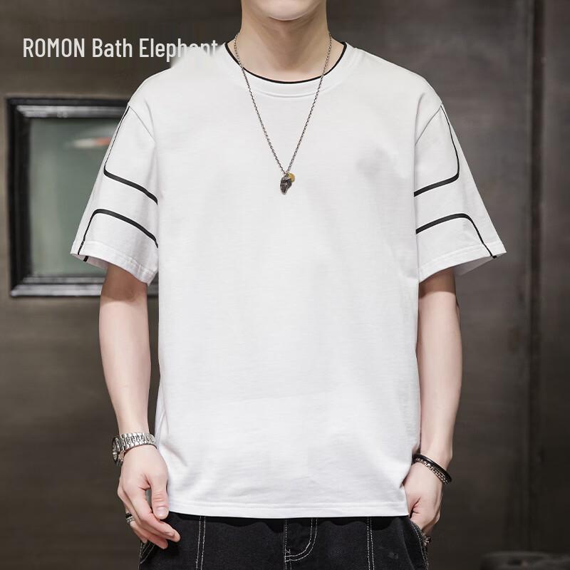 Romon Men s Plus Size Cotton Loose Fit Short Sleeve T-Shirt 6XL