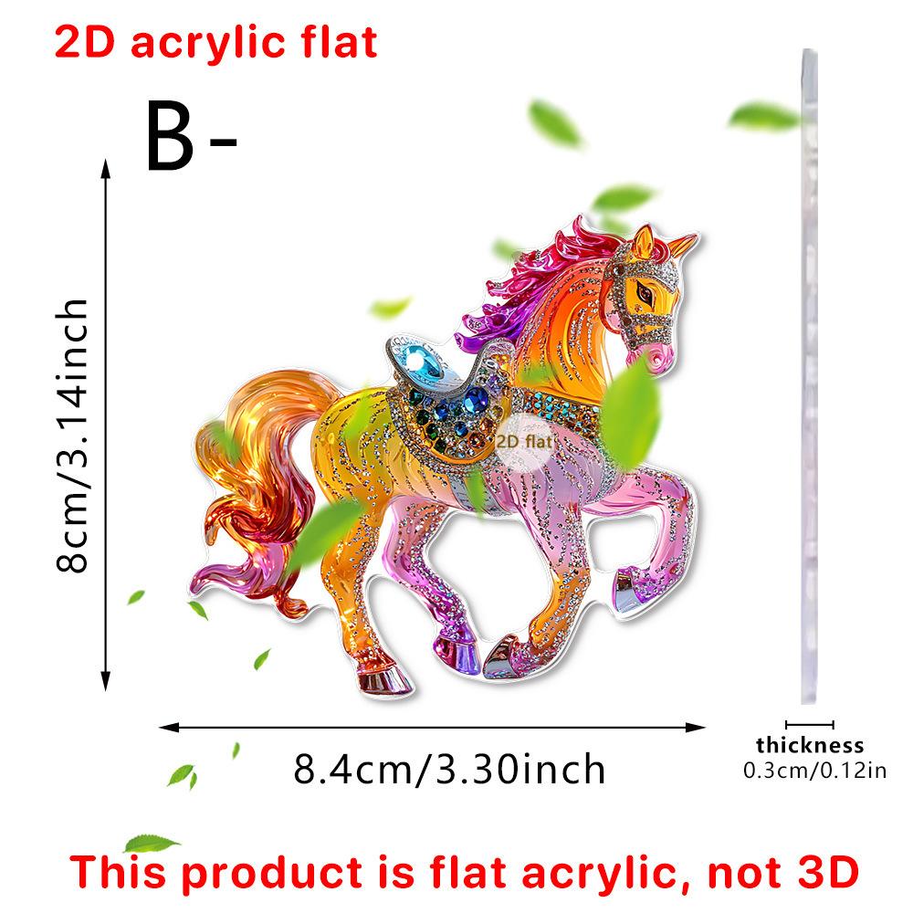 2D Acrylic Horse Golden Acrylic Gallant Horse Pendant Decoration Car Hanging Ornament Kids Christmas Toys Gift 2D Flat Acrylic