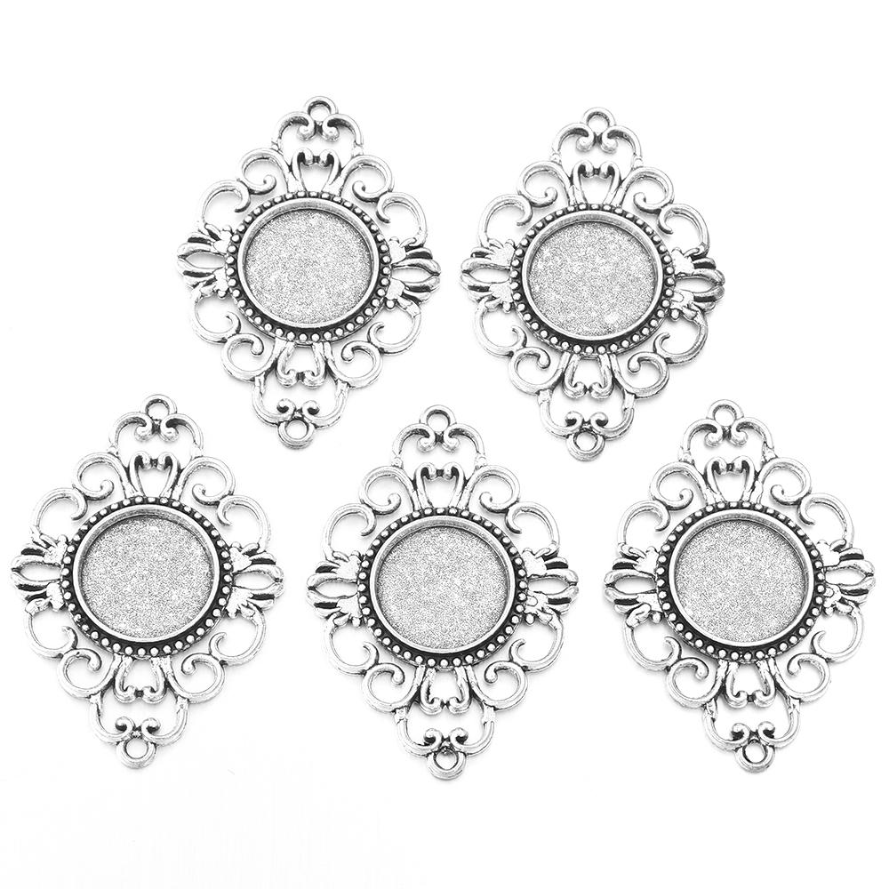 5-10pcs/lot Vintage Necklace Pendant Setting Cabochon Base Tray Bezel Blank For Pendants Cabochons Jewelry Making Accessories