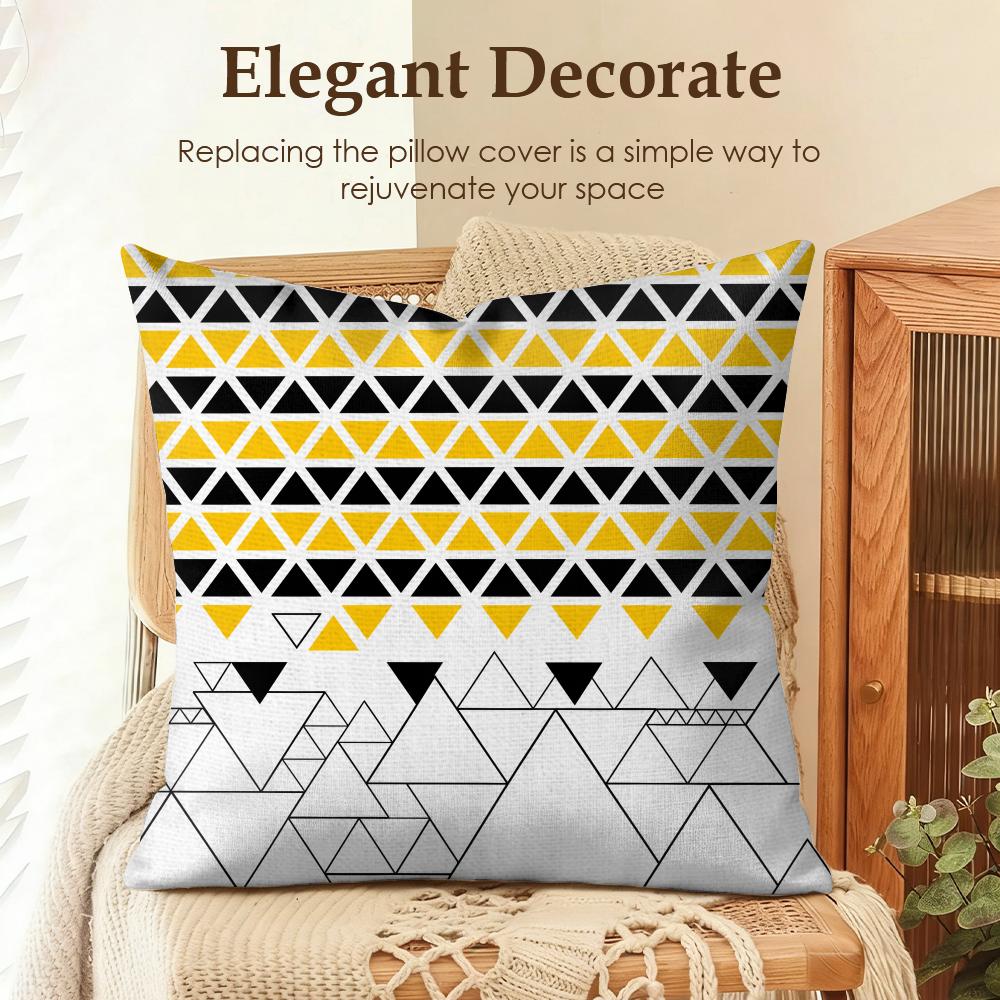 Geometric Drawing Cushion Cover Natural Linen Organic Fabric DoubleSided Printing Sofa Home Decor Gift Pillow Case