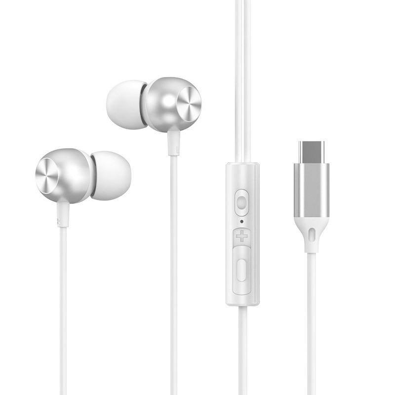 New Type-C Metal In-Ear Earphones with Microphone and Wired Control - Heavy Bass Quality.