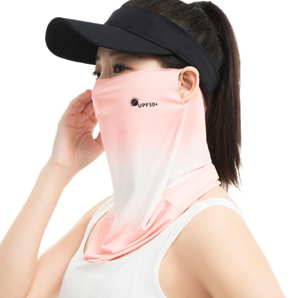 Letter Sunscreen Face Veil Breathable Neckline Face Cover Thin Summer Ice Silk Face Mask  Driving