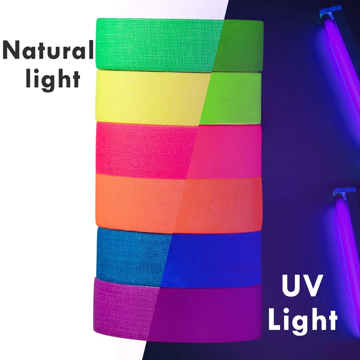 

6Pcs/Set Fluorescent Tape Self Adhesive Sticker For Multipurpose DIY Craft Durability Black Light Reactive Creativity Home Decor 15mm&5m