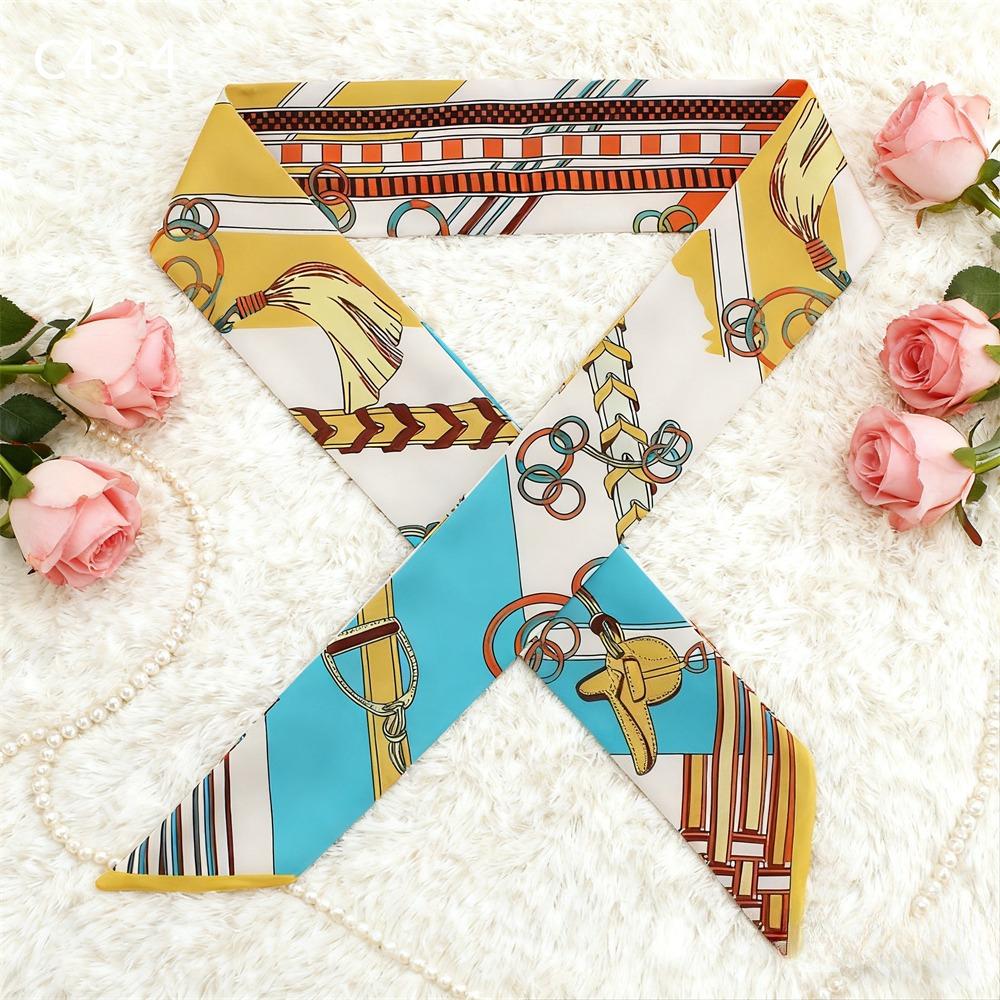 90*5Cm Korean  Fashion Luxurious Ladies Leisure Decoration Twill Long Strip Streamer Silk Scarf Tie Bind Bag Ribbon