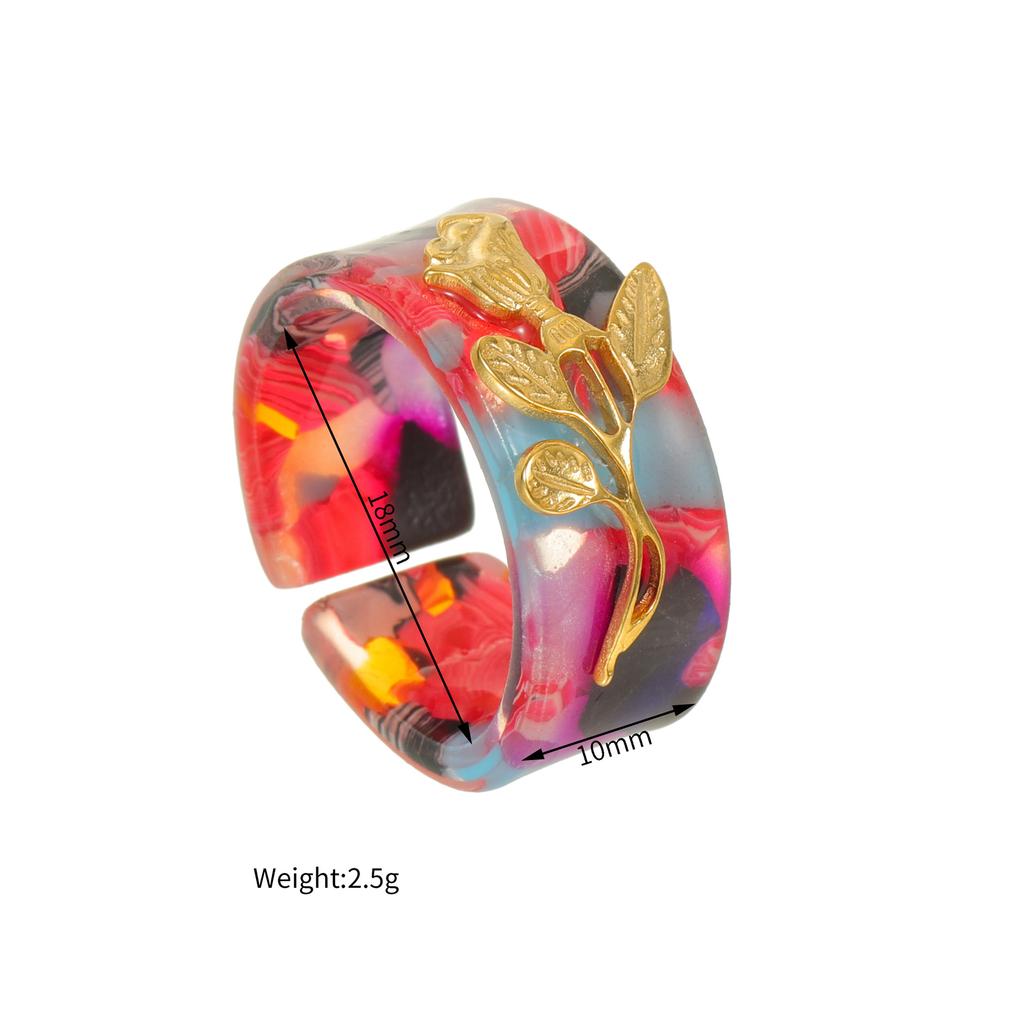 Stainless Steel Romantic Flower Butterfly Rings for Women  Coloful Adjustable Open Ring Daily Jewelry Gift Accessories