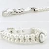 KUDES Small Dog Cat Big Pearl Collars with Crystal Rhinestone Diamond Décor, Adjustable Cute Fashion Pet PU Leather Collars Necklace for Wedding