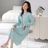 Pajamas With Chest Pads, Spring And Autumn Cotton Long-Sleeved Medium And Long Pajamas, Female Princess Style Loungewear, High-End Dress