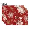 Christmas Table Mat 4Pcs Linen Placemat Set, Cartoon Snowman Gingerbread Gnome Durable Mats Mat, Heat Resistant Place for Holiday Party Placemats
