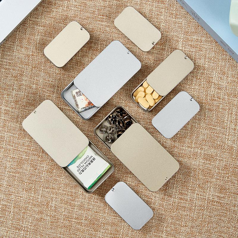 Tinplate Mini Metal Box Slide Cover Storage Box Wedding Jewelry Pill Cases Portable Tin Boxes Container Cosmetic Organizer