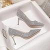 Bling High Heels Wedding Pumps Luxury Designer Elegant Party Ladies Shoes 2025 High Quality Dress Banquet Sequins Pumps