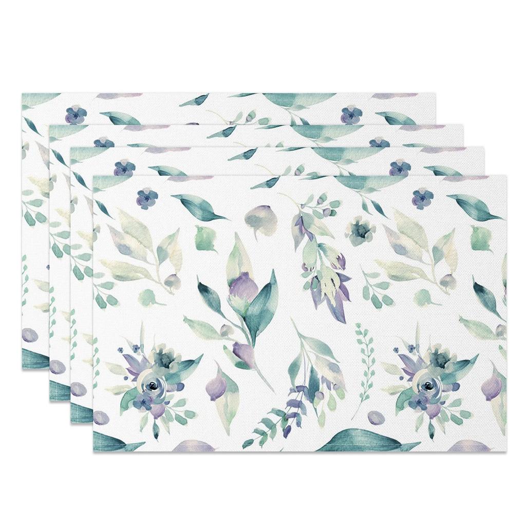 Modern Minimalist Table Mats Fresh Leaf Branch Pattern Placemats Natural Style Waterproof HeatResistant for Dining Kitchen Decor