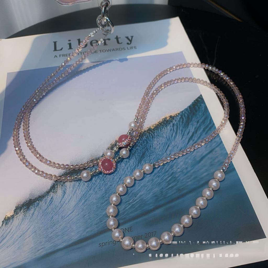 Crossbody Handykette Strass Zirkon Perlen Lange Hängekette Crossbody Tasche Handyhülle Lanyard Ins Kristall