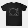 Men Black Print T-shirt 90S Technics Turntable No-Cut Transfer Paper Print Cotton Tshirt