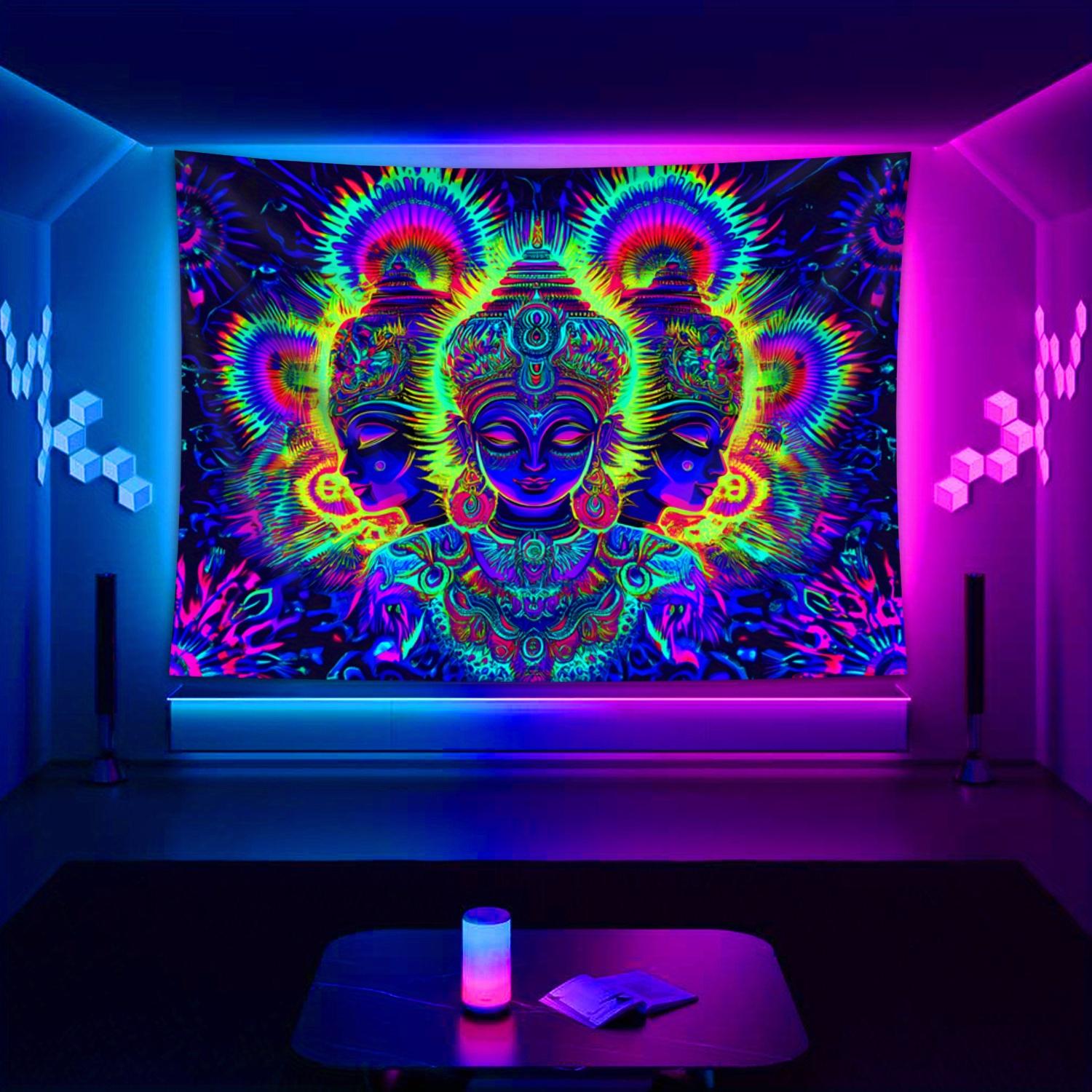 

VIKAMA Trippy UV Reactive Tapestry Neon Psychedelic Monster Wall Hanging for Bedroom Dorm Esports Room Decor 74x94cm(29x37in)