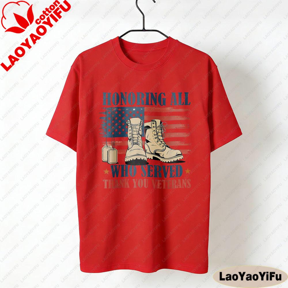 US Honoring All Who Served T Shirt Thank You Veterans Tops Veterans Day Women Fashion Clothes Ropa Mujer Oneck T Shirt