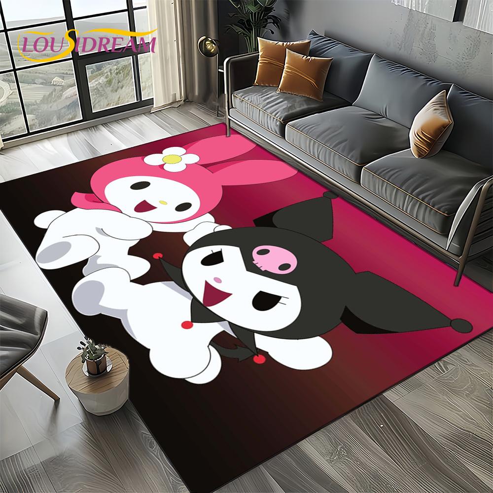 27 Style Cute Kuromi Cartoon Sanrio Carpet Rug for Bedroom Living Room Home Sofa Decoration,kids Large Decor Floor Mat Gift Girl
