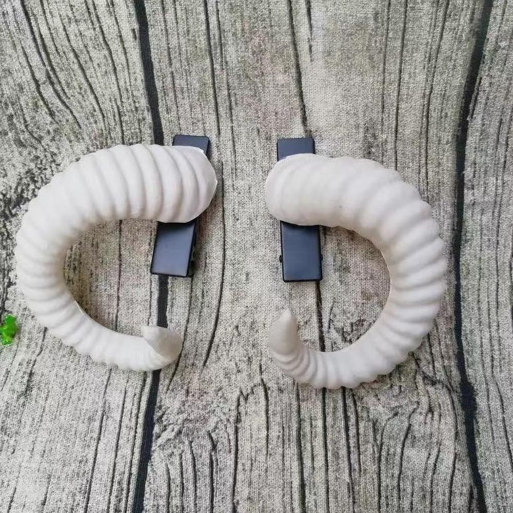 

1 пара Темная Лолита Повязка на голову Форма бараньих рогов Готический Косплей Костюм Вечеринка на Хэллоуин Large Hair Clip белый