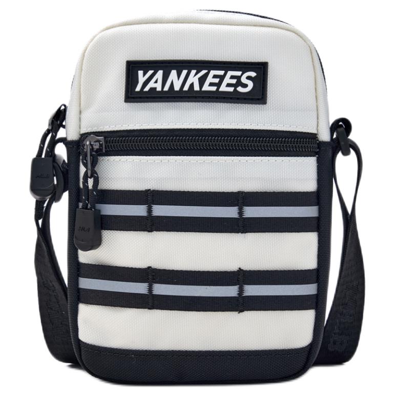 MLB New York Yankees 25FW Adjustable Shoulder Strap Fashion Nylon Mini Shoulder Bag Women bags Beige Black 7ACRB075N-50CRS Beige Black