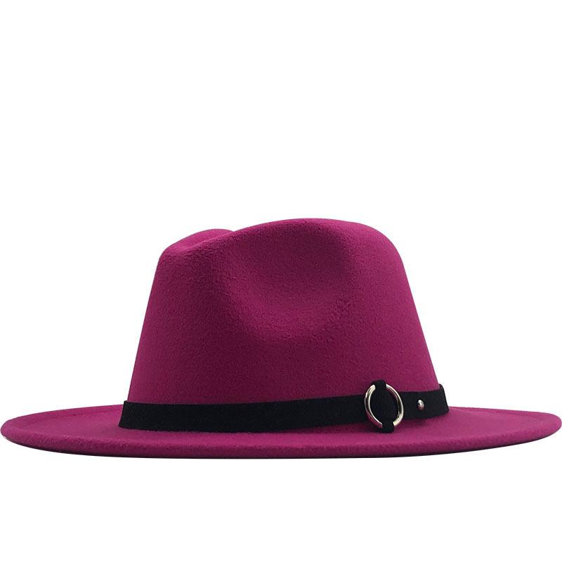 Autumn and Winter New Woolen Top Hat Flat-brimmed Big Eave Hat Versatile Straight-edged Jazz Hat Church Hat