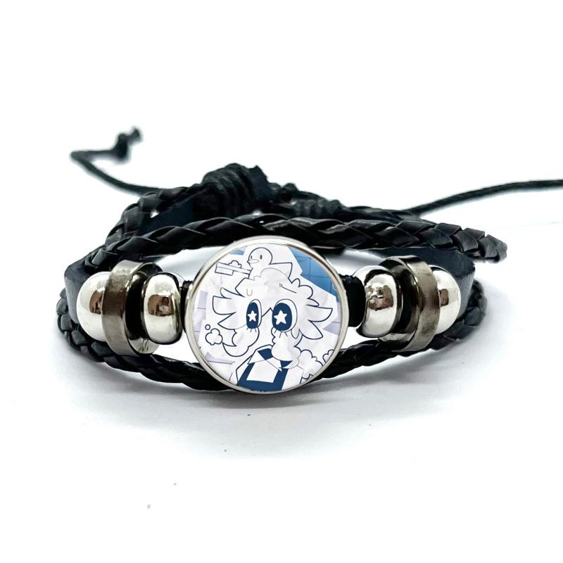 Carini FPE Cartone Animato Gioco Braccialetti in Pelle Claire Engel Braccialetti Intrecciati Multistrato Bangles Gioielli Fatti a Mano Regali