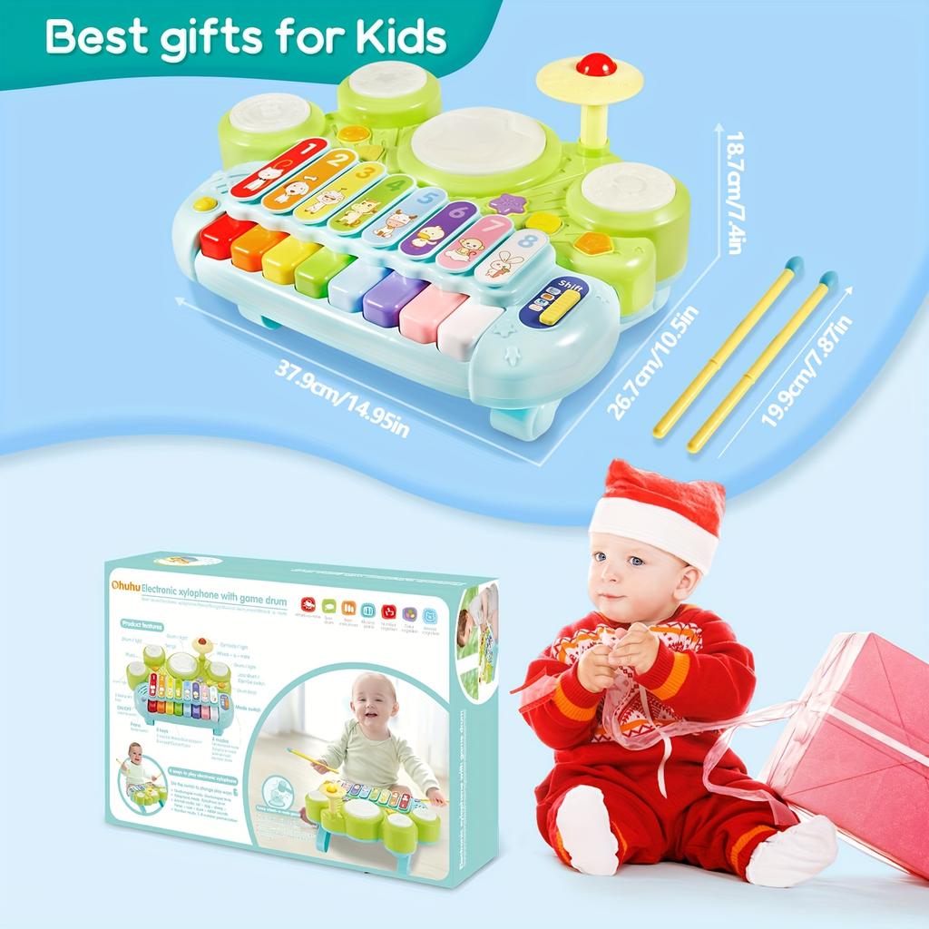 Electronic Xylophone Game Drum Music for Infants,Early Education,Cognitive Development,Perfect As a Christmas Gift Present for Ages 0-3 Non-Electric