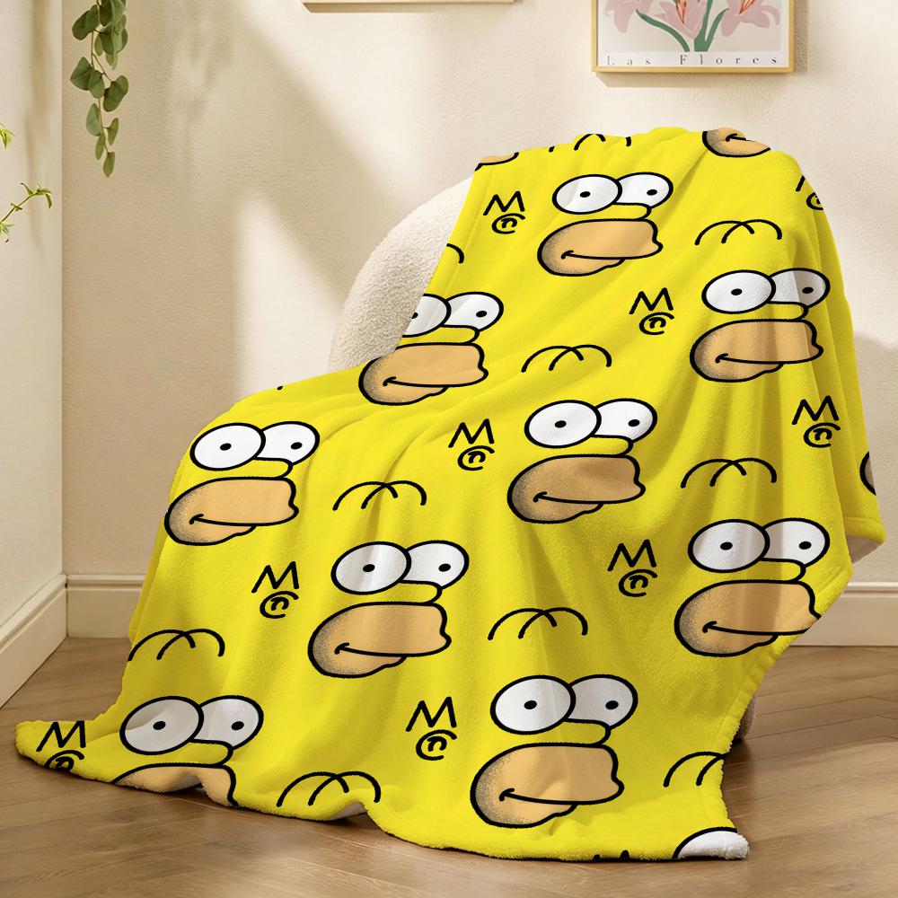 The Simpsons Throw Lightweight 240g Flannel Blanket Soft Skin-friendly for Summer Cooling