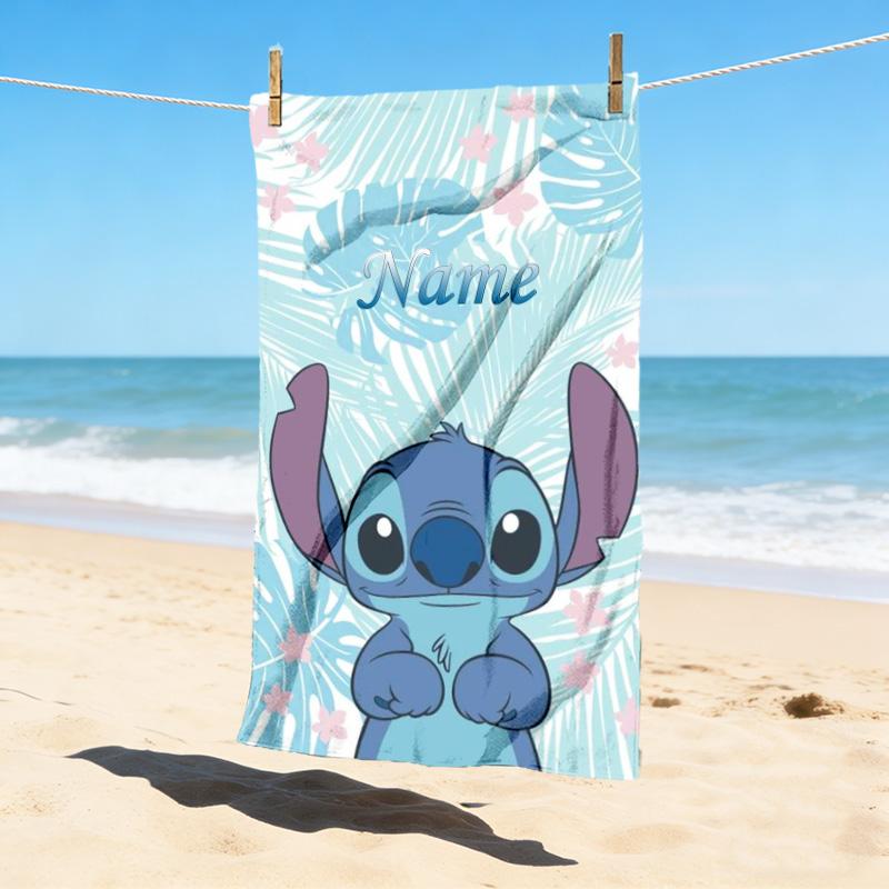 Custom Name Stitch Dreams Stylish Digital Printing Beach Towel Quick‑Drying Absorbent Blanket for Beach Pool Gym Travel