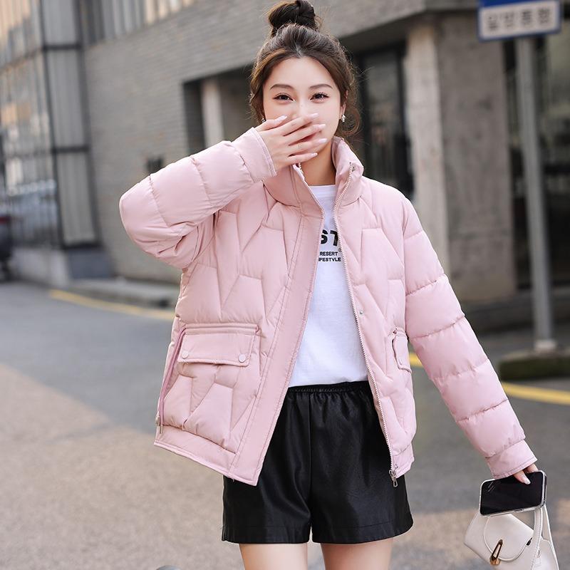 Small short cotton-padded women's winter thermal stand-up collar loose belly covering thin down cotton-padded women's cotton-padded jacket tide