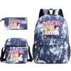 Large Capacity Schoolbag with Shoulder Strap; Student Three-piece Pencil Case Set