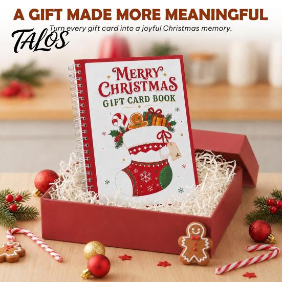 Party Favor Card Holder Merry Christmas Gift Book, DIY Spiral Bound Themed Coil Notebook Booklet, Xmas Gifts for Family, Friends, Celebrations