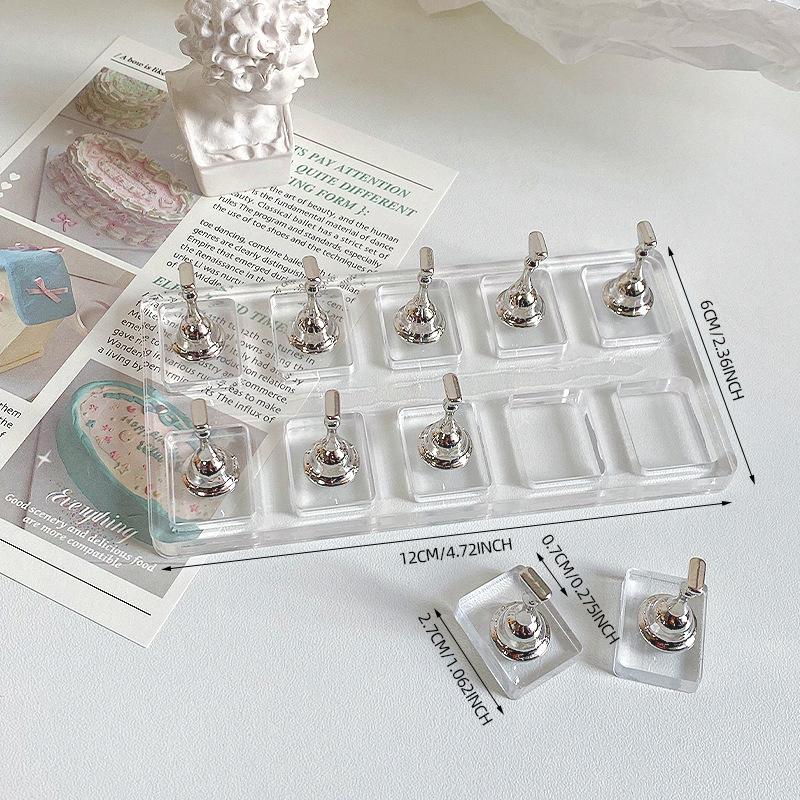 1/5/10Grid Non-Magnetic Nail Display Stand Clear Acrylic Nail Practice Holder Nail Fingernail DIY Manicure Stand Tools
