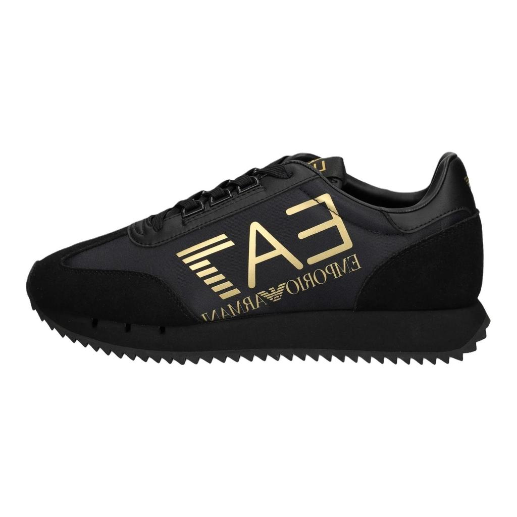 Emporio Armani EA7 Dettaglio Logo in Pelle Punta Tonda Allacciatura Scarpe Basse Casual Unisex Scarpe Casual Nere 7X000541AF18609MZ177