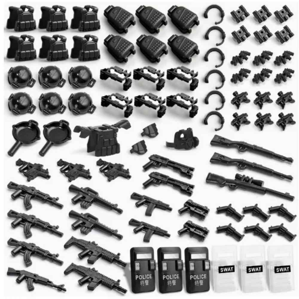 WWII Building Blocks Military Weapons Police Soldier Figure Accessories Model Brick Gun Cannon Launcher Bunker Outpost Toy X017