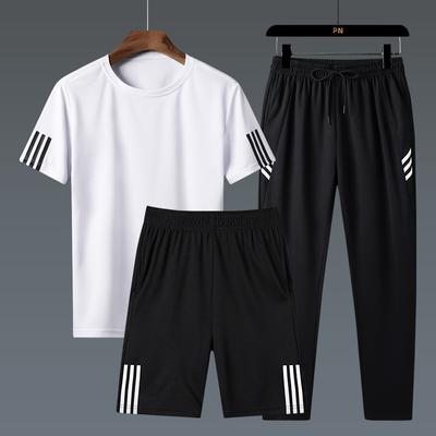Three-piece Tracksuit for Men Summer New Trend Sportswear Shorts