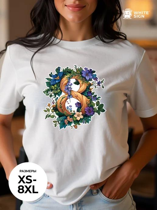 Women s oversized cotton T-shirt: March 8th Celebration M