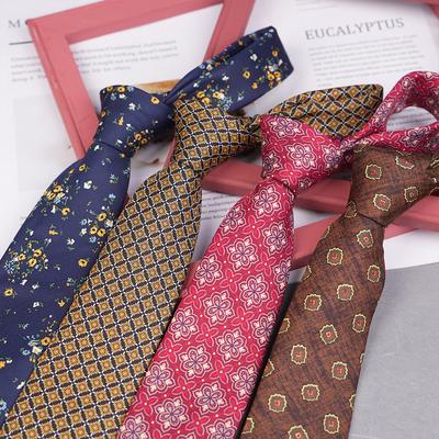 Druck 8Cm Handgebunden Lässig Dating Hochzeit Bräutigam Rotes Muster Floral Retro Trend