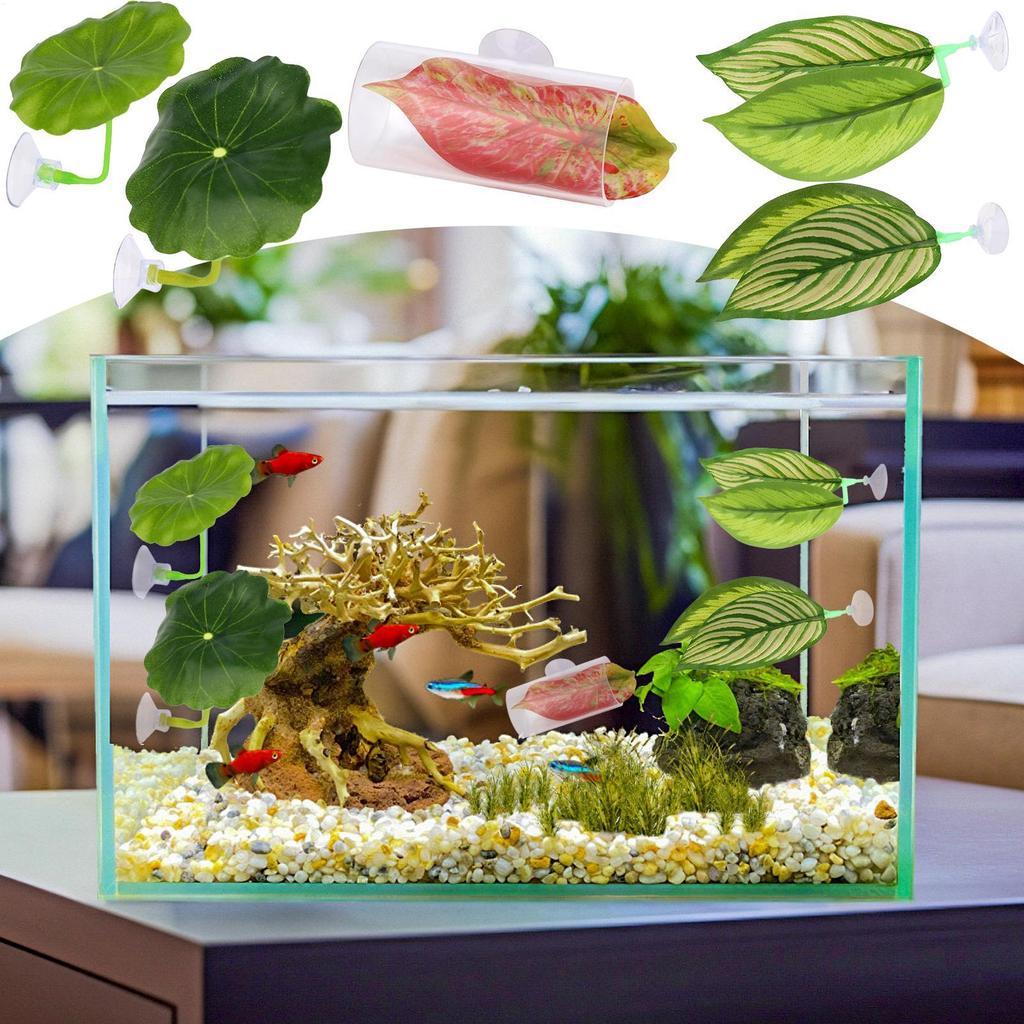 Betta Fish Hammock 5 Pieces Adjustable Betta Leaf Hammock Fish Toys Set Aquarium Decor for Playing Breeding Shrimp Corydora