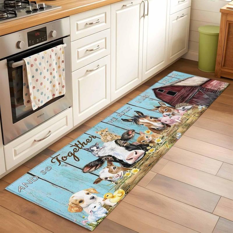 Wild Horses Galloping Runner Rug Dramatic Running Herd of Horses Non Slip Long Floor Mat Equestrian Western Art Design Carpet