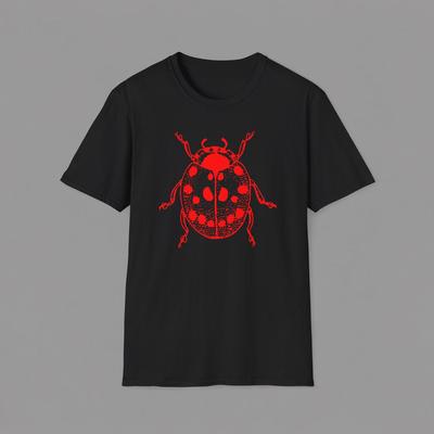 Red Ladybug Illustration T-Shirt and Kids Tshirt | Bug Graphic Tee, Insect Art