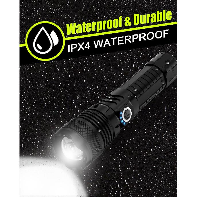 Victoper LED Flashlights, High Powered 10000 Lumens Super Bright Tactical Flashlight, Rechargeable, 5 Modes Zoomable Waterproof Flash Lights, Gift