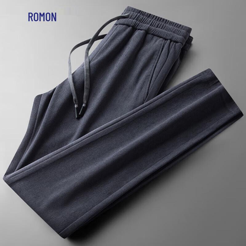 ROMON Men's Corduroy Loose Straight-Leg Casual Pants