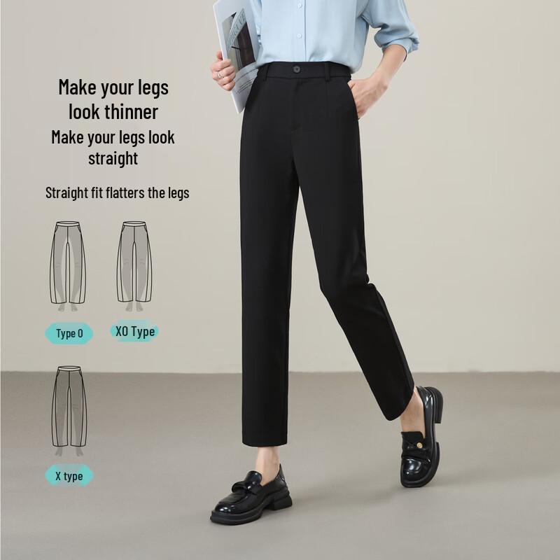 Eezyoung Women's 2025 Autumn Slim Straight-Leg Trousers