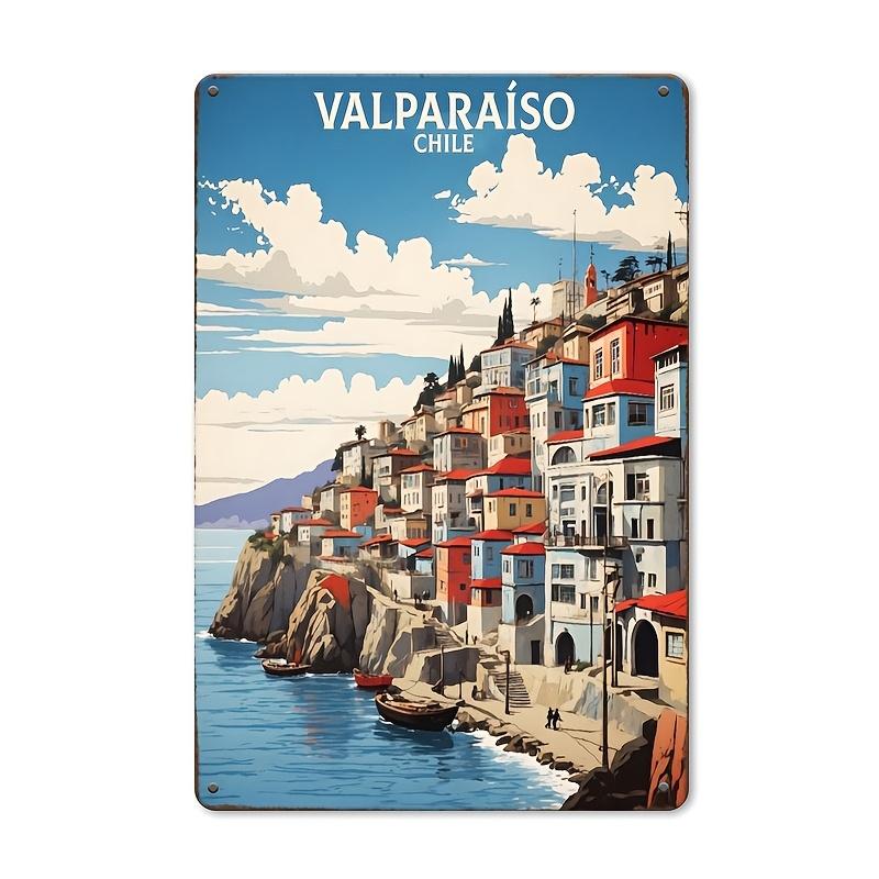 

Room Decor , Valparaiso Chile Vintage Metal Sign, es, Coastal Landscape Iron Wall Art, Durable Retro Plaque for Home, Office, 20x30cm（7.8x11.8inch）
